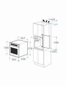 Cuptor electric Pyramis 60IN 20.10.20.30.50 Pearl Glass, 8 functii, clasa A, 69 litri, timer electronic, butoane rotative - EpicHome.ro