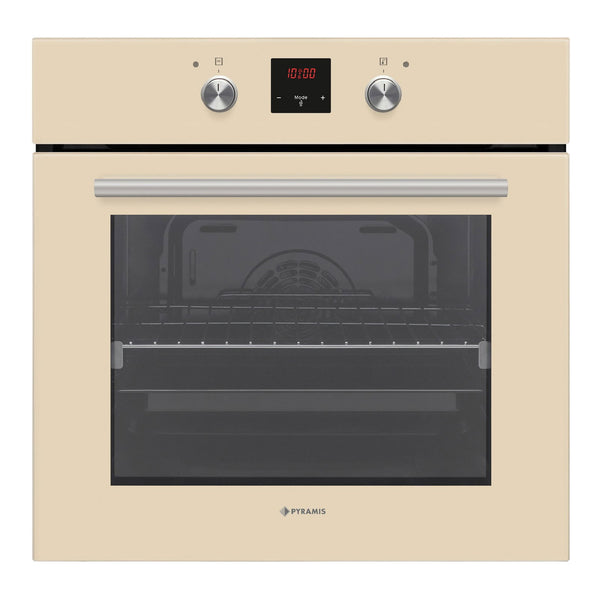 Cuptor electric Pyramis 60IN 2011 Beige Glass PP, 9 functii, clasa A, 69 litri, Rotisor, Soft Close, butoane retractabile - EpicHome.ro