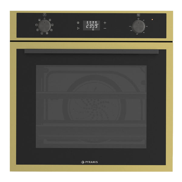 Cuptor electric Pyramis 60IN 8080 PVD, 8 functii, clasa A, 64 litri, AirFry, Rotisor, SelfClean+, Soft Close, butoane retractabile - EpicHome.ro