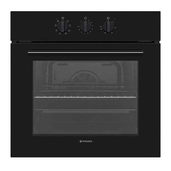 Cuptor electric Pyramis 60IN 9001 Black Glass, 8 functii, clasa A, 69 litri, timer mecanic, butoane rotative - EpicHome.ro