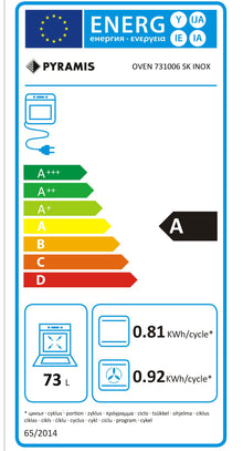Cuptor electric Pyramis 731006 SK Inox, 6 functii, clasa A, 73 litri, butoane rotative - EpicHome.ro