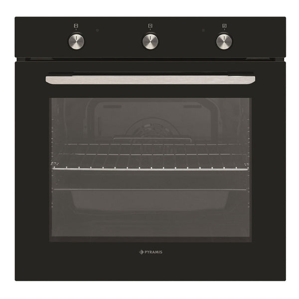 Cuptor electric Pyramis PO78031008PBL Black Glass, 8 functii, clasa A, 78 litri, timer mecanic, butoane retractabile - EpicHome.ro
