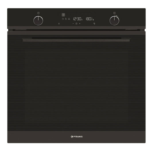Cuptor electric Pyramis PO78094010EBLΜ Full Black Glass, 10 functii, clasa A, volum 78 litri, Soft Close, Cool Touch, Vap Clean, ghidaje telescopice - EpicHome.ro