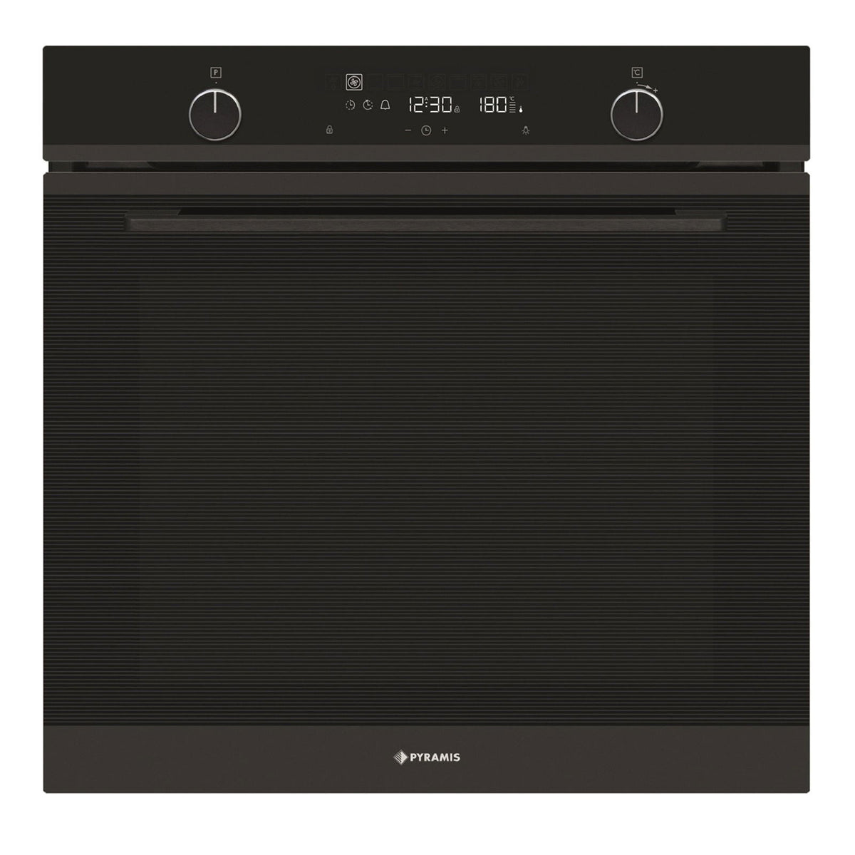 Cuptor electric Pyramis PO78114010EBLΜ Full Black Glass, 10 functii, clasa A, volum 78 litri, Soft Close, Cool Touch, Piroliza, ghidaje telescopice - EpicHome.ro