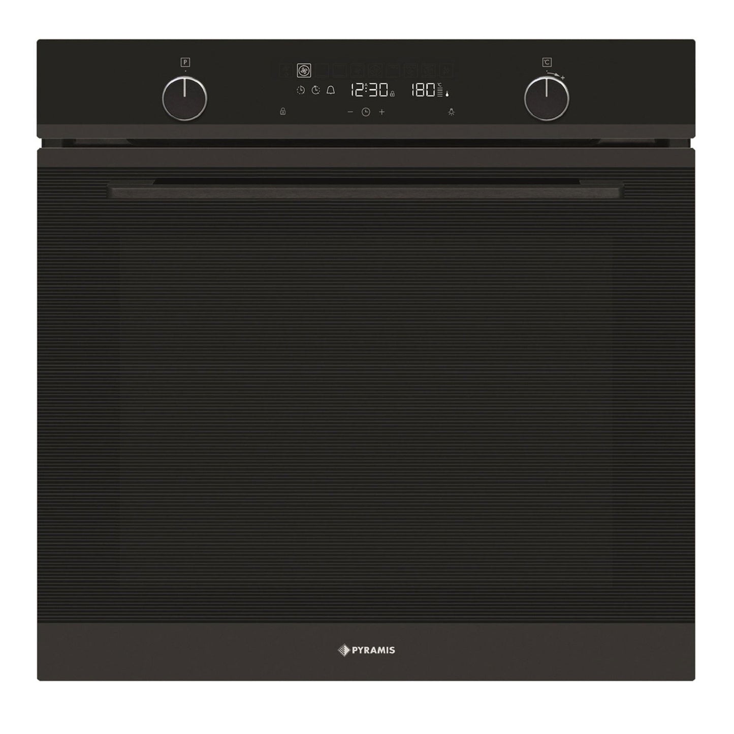 Cuptor electric Pyramis PO78114010EBLΜ Full Black Glass, 10 functii, clasa A, volum 78 litri, Soft Close, Cool Touch, Piroliza, ghidaje telescopice - EpicHome.ro