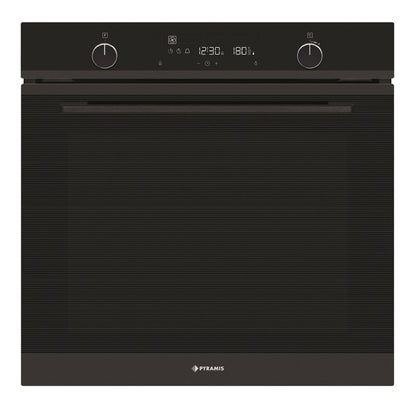 Cuptor electric Pyramis PO78114010EBLΜ Full Black Glass, 10 functii, clasa A, volum 78 litri, Soft Close, Cool Touch, Piroliza, ghidaje telescopice - EpicHome.ro