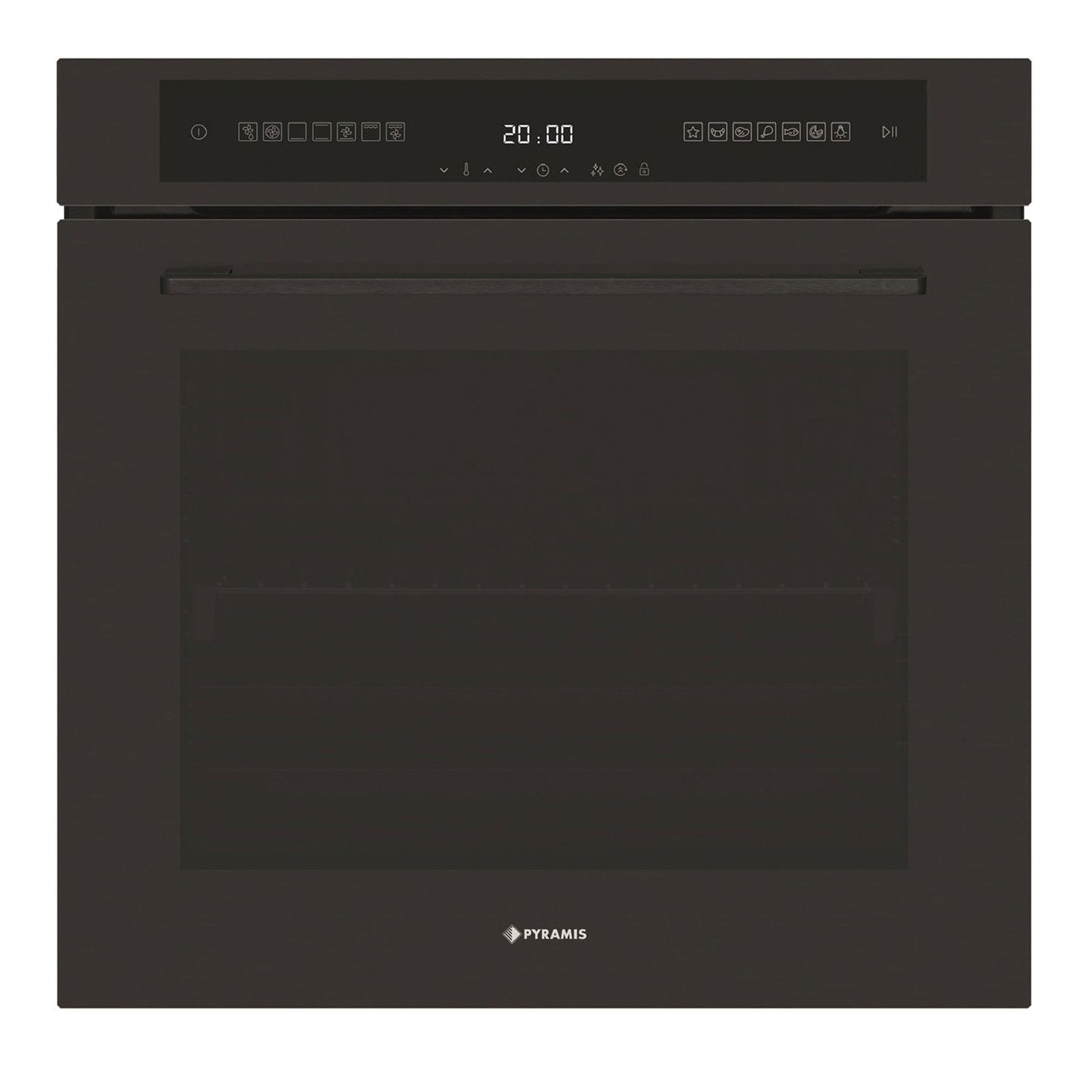 Cuptor electric Pyramis PO78123010BLΜ Full Black Glass, 15 functii, clasa A, volum 78 litri, Soft Close, Cool Touch, Vap Clean, Child Lock - EpicHome.ro