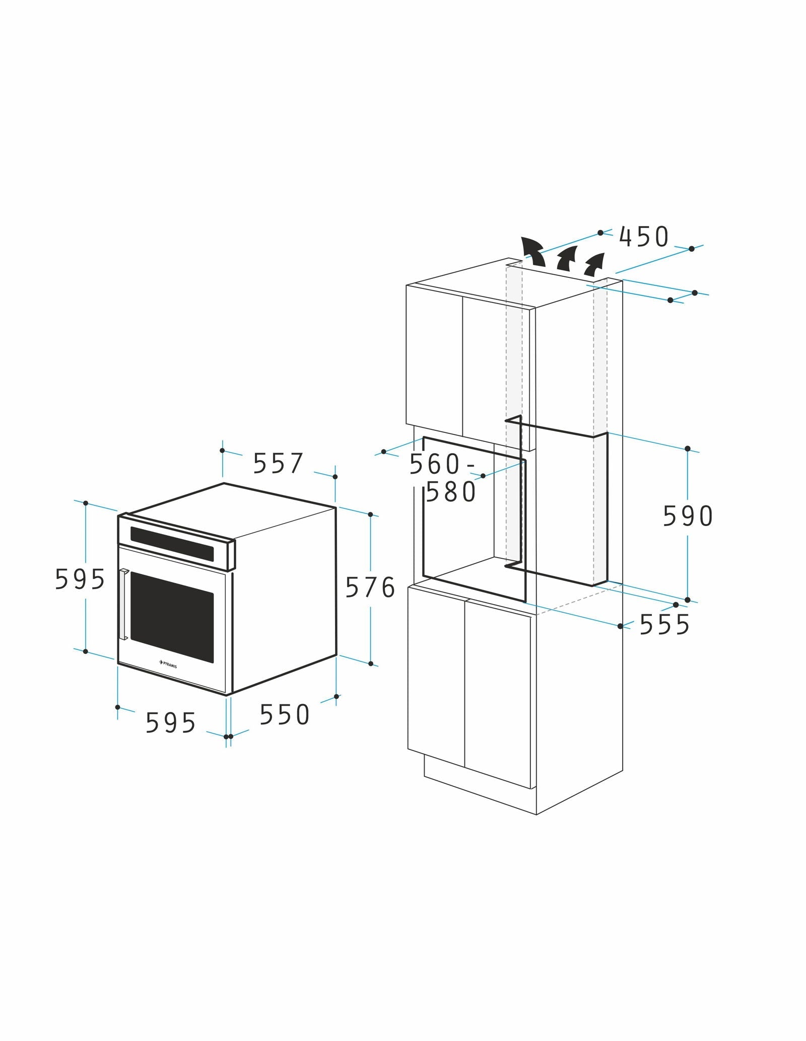 Cuptor electric Pyramis PO78123010BL? Full Black Glass, 15 functii, clasa A, volum 78 litri, Soft Close, Cool Touch, Vap Clean, Child Lock - EpicHome.ro