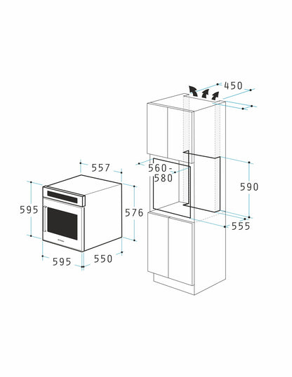 Cuptor electric Pyramis PO78123010BL? Full Black Glass, 15 functii, clasa A, volum 78 litri, Soft Close, Cool Touch, Vap Clean, Child Lock - EpicHome.ro
