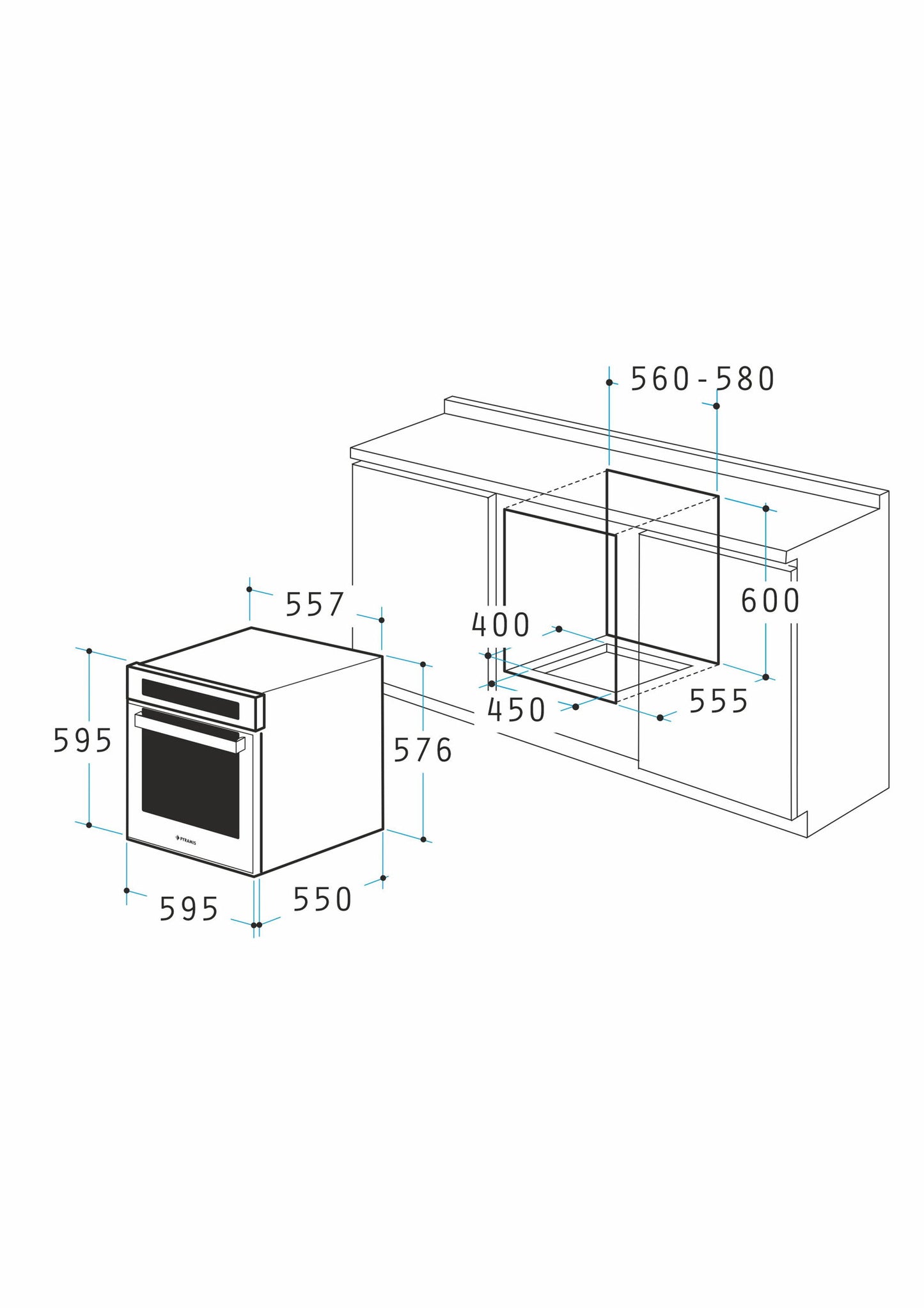 Cuptor electric Pyramis PO78123010BLΜ Full Black Glass, 15 functii, clasa A, volum 78 litri, Soft Close, Cool Touch, Vap Clean, Child Lock - EpicHome.ro