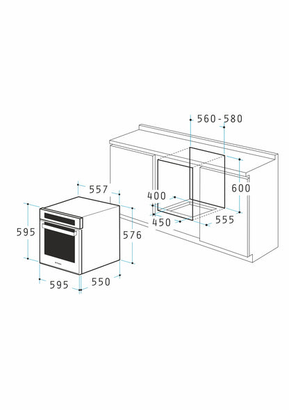 Cuptor electric Pyramis PO78123010BLΜ Full Black Glass, 15 functii, clasa A, volum 78 litri, Soft Close, Cool Touch, Vap Clean, Child Lock - EpicHome.ro