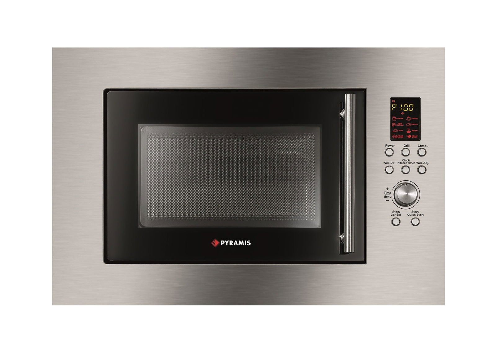Cuptor microunde incorporabil Pyramis 30 Inox, 23 litri, 900 W, 8 funcţii automate, 595x390x395mm - EpicHome.ro