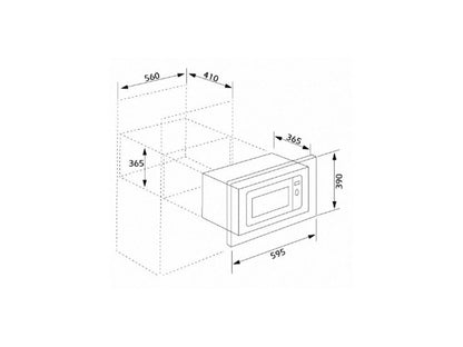 Cuptor microunde incorporabil Pyramis 30 Inox, 23 litri, 900 W, 8 funcţii automate, 595x390x395mm - EpicHome.ro