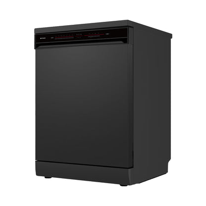 Masina de spalat vase Pyramis DWL 60FS Black, 14 Seturi, 7 programe, Clasa D, Power wash, Half load, Aquastop, Auto open, Child lock, 60 cm