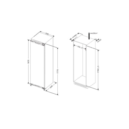 Frigider cu o usa incorporabil Pyramis BBI 177RO, NO FROST, clasa F, capacitate totala 260 litri - EpicHome.ro