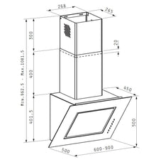Hota decor Pyramis ARONDO Black Glass, 1 motor, Touch control, Timer, 494m³h - EpicHome.ro
