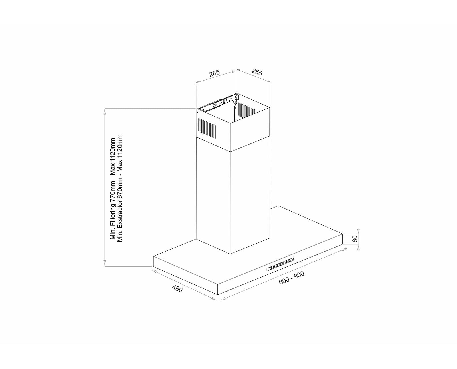 Hota decor Pyramis LEVE, 1 motor, INOX, butoane pivotante, 379m³h - EpicHome.ro