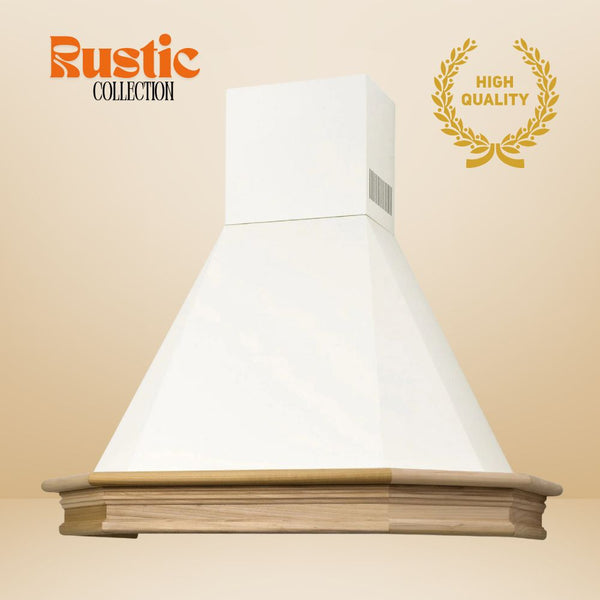 Hota decor Pyramis Rustic Chimney CHR117N, 1 motor turbo, 60cm, lemn natur, 440m³h