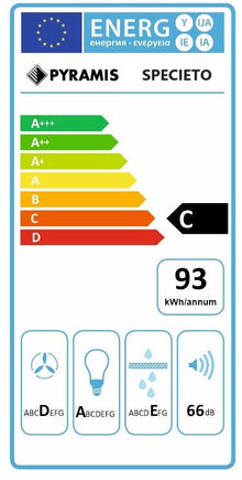 Hota decor Pyramis SPECIETO, 1 motor turbo, sticla neagra si inox, 700m³h - EpicHome.ro