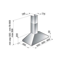 Hota decor Pyramis Square Chimney ELETTA, 1 motor, Inox, 379m³h, 60cm - EpicHome.ro