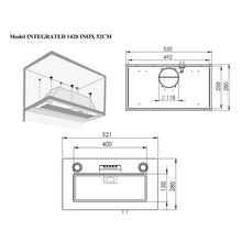 Hota total incorporabila Pyramis 1420, 1 motor, 420m³h, Inox, 52cm - EpicHome.ro