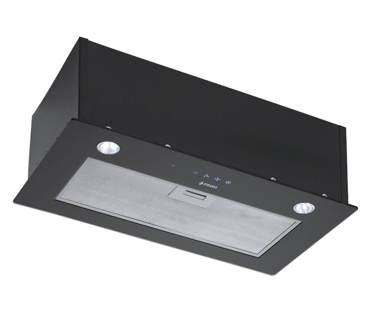 Hota total incorporabila Pyramis Full Black Glass, 1 motor, Timer, Touch control, 420m³h - EpicHome.ro