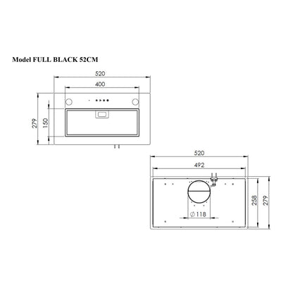 Hota total incorporabila Pyramis Full Black Glass, 1 motor, Timer, Touch control, 420m³h - EpicHome.ro