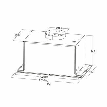 Hota total incorporabila Pyramis MD, 1 motor, putere de absorbtie maxima 618mc/h, 52cm, Touch control, finisaj metal vopsit negru