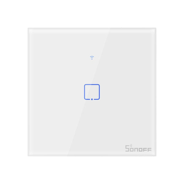 Intrerupator inteligent cu touch Sonoff T1 EU TX, Wireless + RF 433, 1 canal, compatibil iOS Android, Amazon Alexa Google Assistant, sticla, Alb - EpicHome