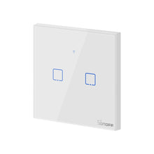 Intrerupator inteligent dublu cu touch Sonoff T1EU2C TX, Wi-Fi, compatibil Amazon Alexa si Google Assistant, sticla, Alb - EpicHome
