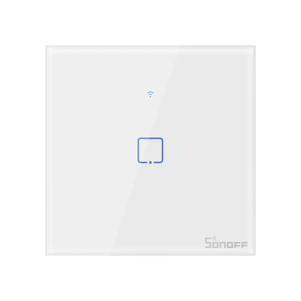 Intrerupator smart Sonoff T0EU1C TX, Wireless, cu touch, 1 canal, sticla, Alb - EpicHome.ro