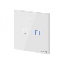 Intrerupator smart Sonoff T0EU2C TX, Wireless, cu touch, 2 canale, sticla, Alb - EpicHome.ro