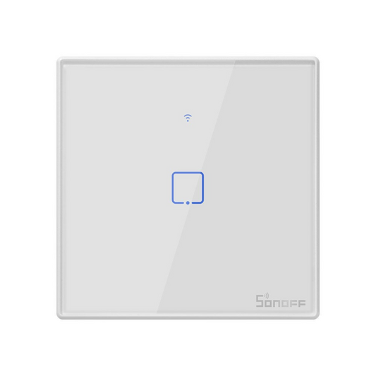 Intrerupator smart Sonoff T2EU1C TX, Wireless, 1 canal, cu touch, sticla, Alb, cu bordura - EpicHome.ro