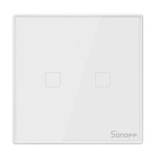 Intrerupator smart Sonoff T2EU1C TX, Wireless + RF 433, cu touch, 2 canale, sticla, Alb, cu bordura - EpicHome.ro