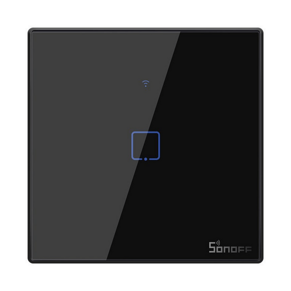 Intrerupator smart Sonoff T3EU1C TX, Wireless + RF 433, 1 canal, cu touch, sticla, Negru - EpicHome.ro