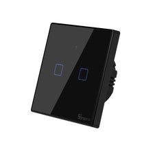 Intrerupator smart Sonoff T3EU2C TX, Wireless + RF 433, 2 canale, cu touch, sticla, Negru - EpicHome.ro