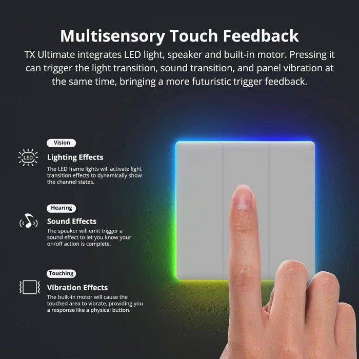Intrerupator smart Sonoff T5-1C-86, Wireless cu full touch (1 canal), lumina LED 5A/1200W - EpicHome.ro