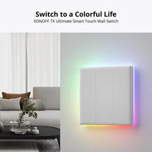 Intrerupator smart Sonoff T5-3C-86, Wireless cu full touch (3 canale), lumina LED 5A/1200W - EpicHome.ro