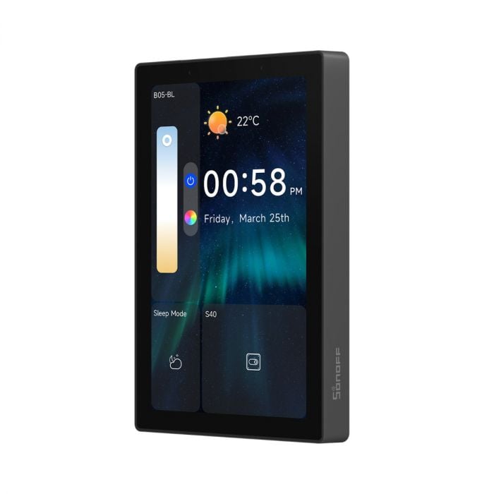 Intrerupator smart cu touch si functie termostat Sonoff NSPanel PRO 120, Hub Zigbee si Matter integrat, negru - EpicHome