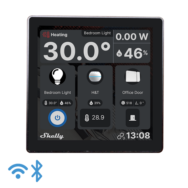 Intrerupator smart cu touchscreen Shelly Wall Display, Wi-Fi, Alb sau Negru, Bluetooth - EpicHome.ro