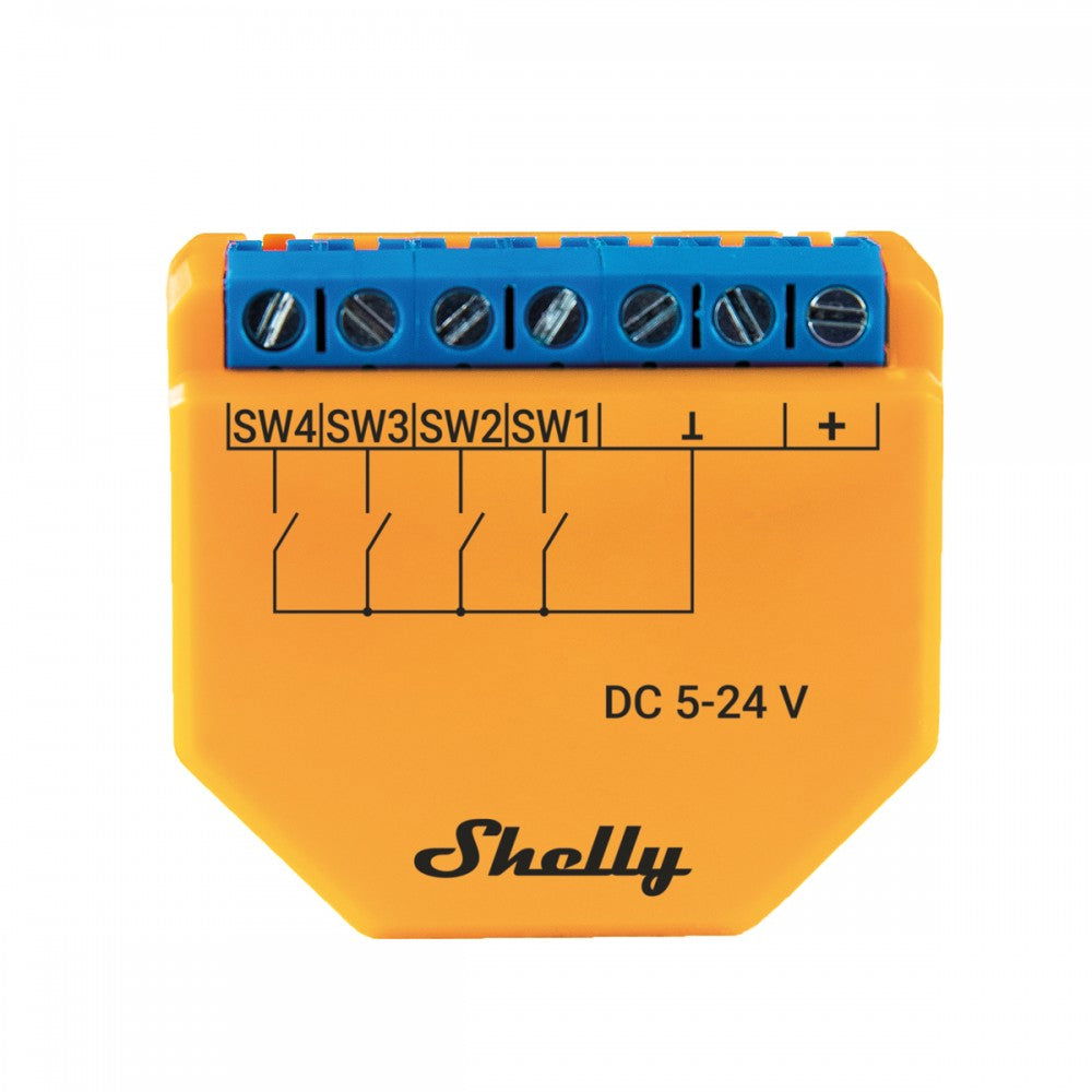 Modul Wi-fi Pentru Activarea Scenelor Shelly Plus I4 - DC, 4 Canale, Compatibil Cu Amazon Alexa Si Google Assistant - EpicHome