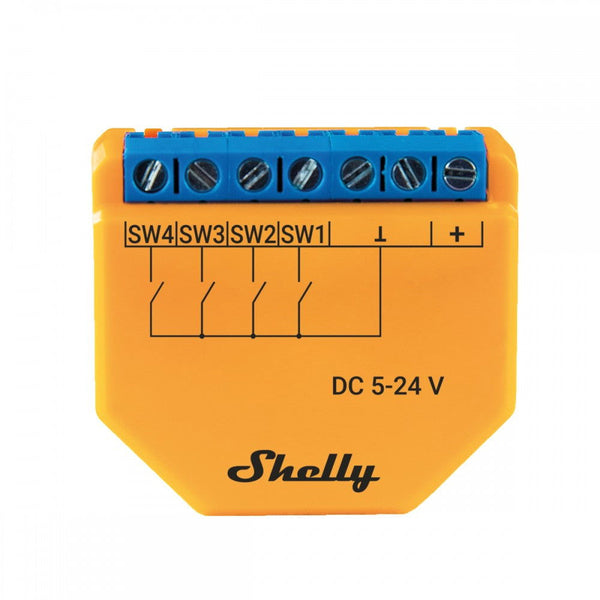 Modul Wi-fi Pentru Activarea Scenelor Shelly Plus I4 - DC, 4 Canale, Compatibil Cu Amazon Alexa Si Google Assistant - EpicHome