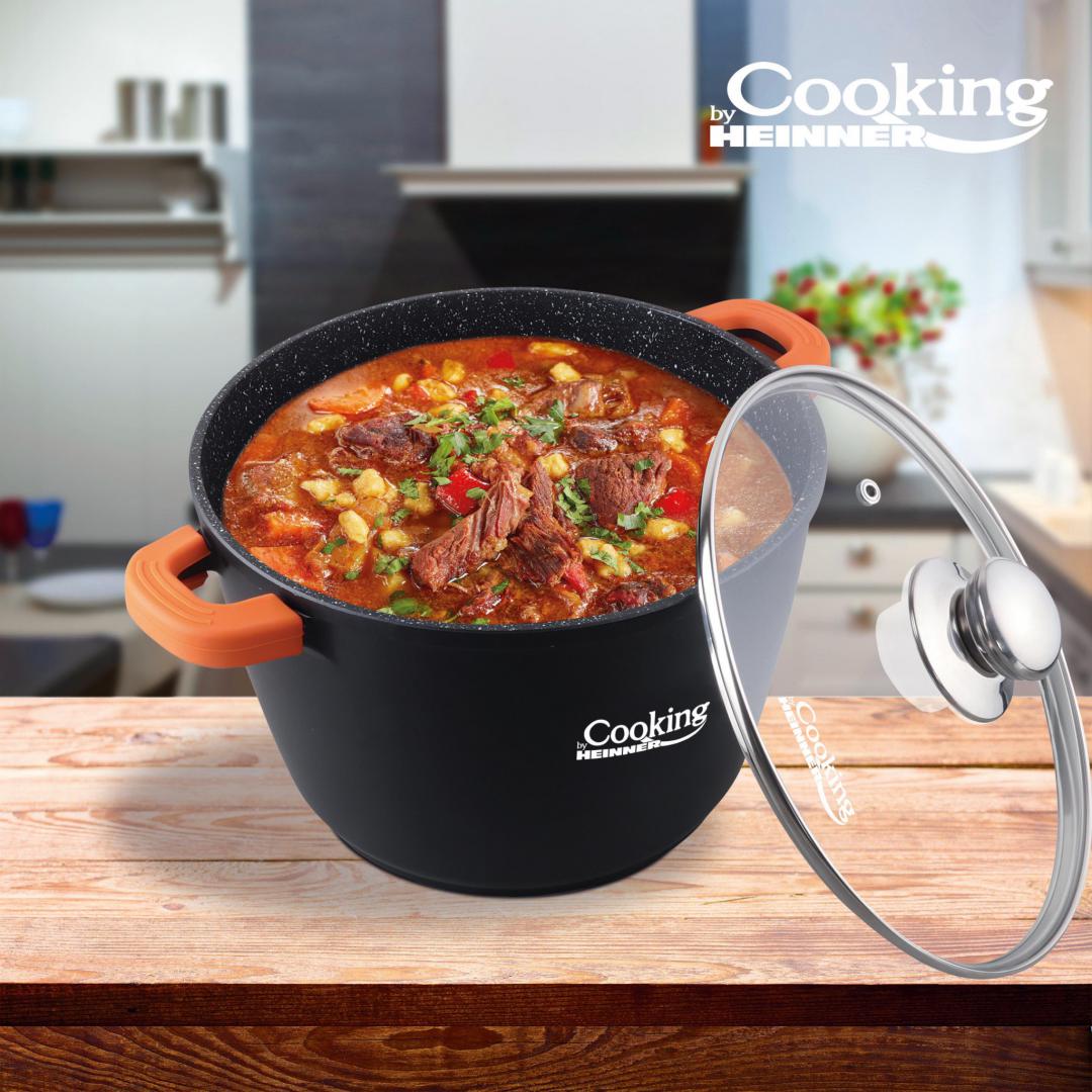 Oala Aluminiu Turnat+Capac, 28 Cm X 20 Cm , 10 L, Dark Line, Cooking  By Heinner - EpicHome