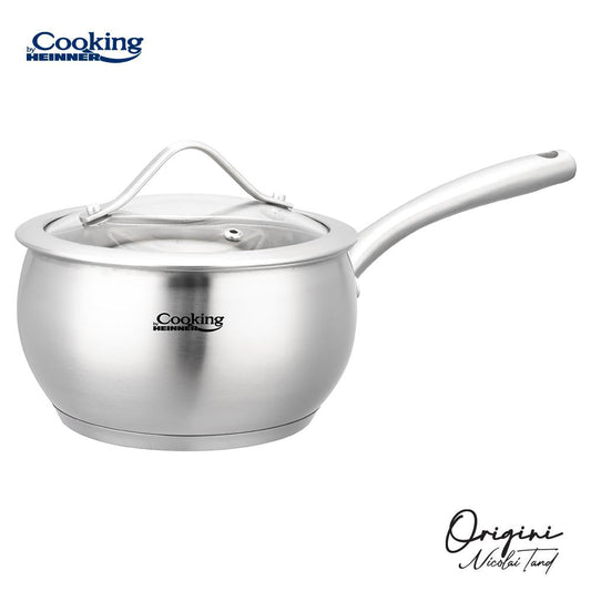 Oala de gatit Inox cu capac 16x9cm, 1.8 L, Nicolai Tand, Origini, Cooking By Heinner - EpicHome