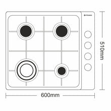 Plita gaz Pyramis 4102, Inox, gratare emailate, 60x51 cm