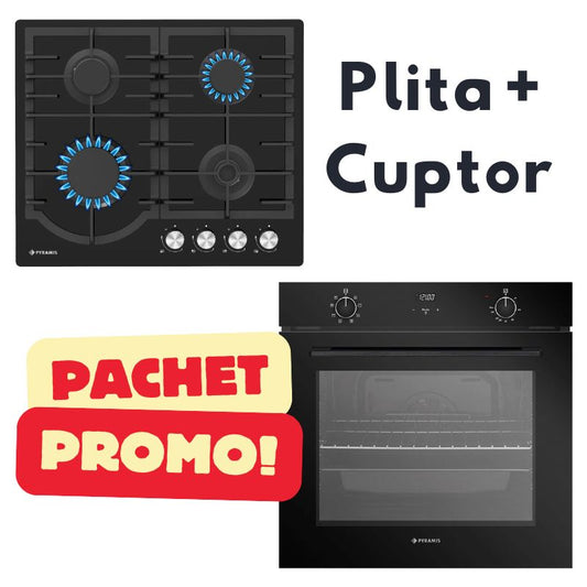 Pachet PROMO plita pe gaz (60PG 6501.02.03) + cuptor electric (PO78072008SBL) - EpicHome