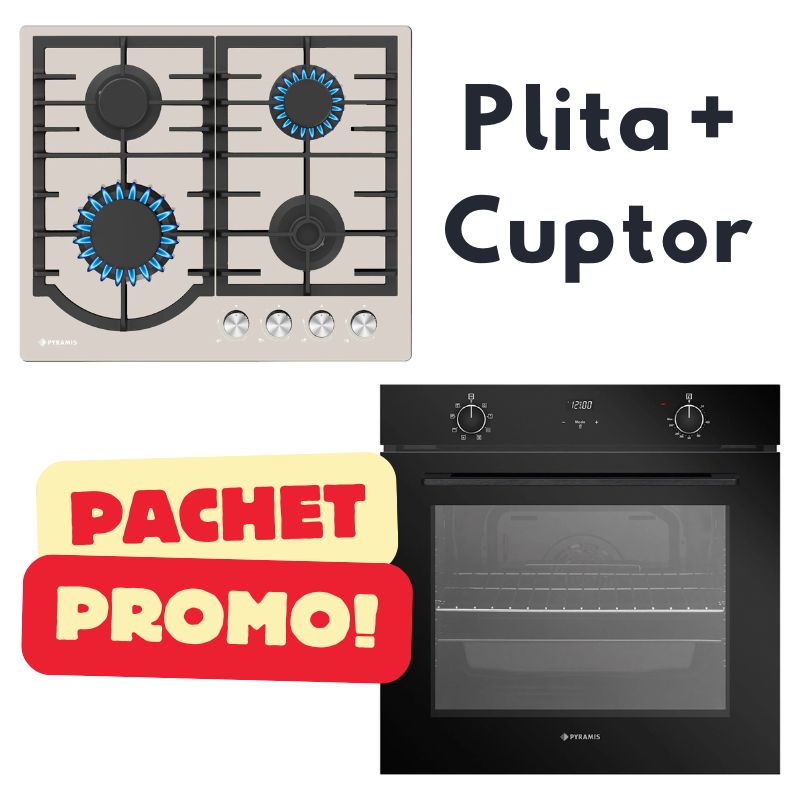 Pachet PROMO plita pe gaz (60PG 6501.02.03) + cuptor electric (PO78072008SBL) - EpicHome