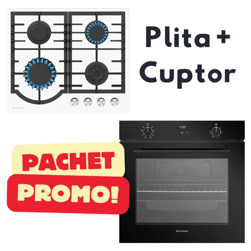 Pachet PROMO plita pe gaz (60PG 6501.02.03) + cuptor electric (PO78072008SBL) - EpicHome