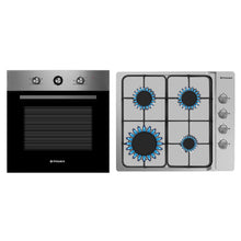 Pachet Pyramis 6P, cuptor electric incorporabil si plita gaz, 4 functii, clasa A, volum 65 litri, butoane retractabile, 4 arzatoare, gratare emailate, finisaj Inox - EpicHome.ro