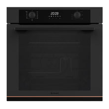 Pachet Pyramis Duo Copper Line 2080 Black Glass - cuptor electric si plita gaz, 9 functii, clasa A, 72 l, butoane retractabile, Soft Close, Rotisor, ghidaje telescopice, 4 arzatoare, gratare fonta, finisaj sticla neagra mata - EpicHome
